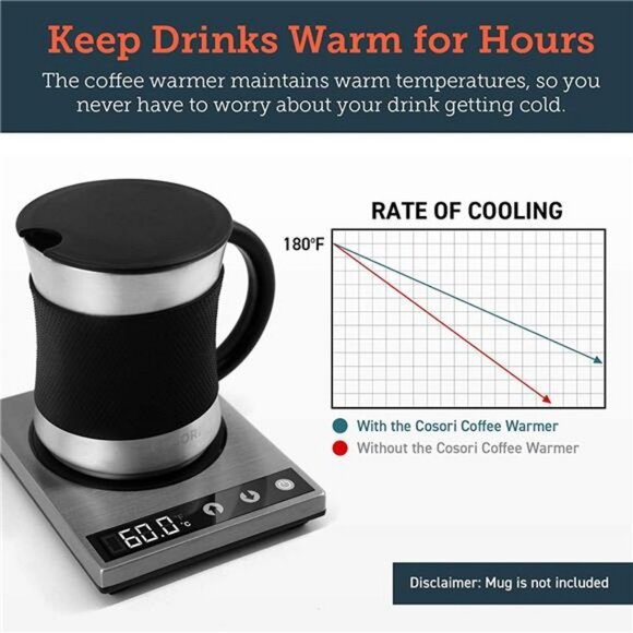 COSORI Mug Warmer & Coffee Cup Warmer for Desk Coffee, Auto Shut Off, silver - Picture 3 of 6